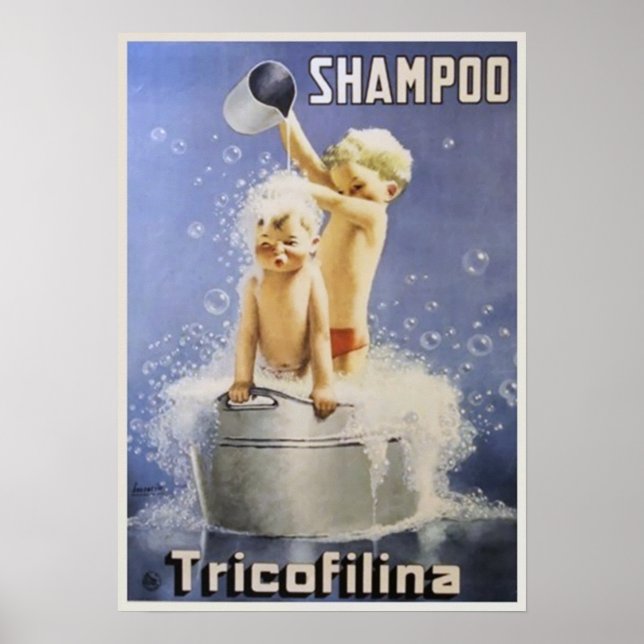 TricoFilina Shampoo Vintage Bathroom Decor Poster (Front)