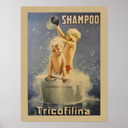 Tricofilina Shampoo Vintage Poster