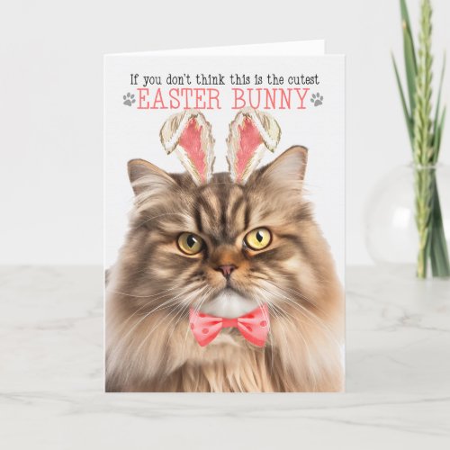 Tricolo Persian Cat Cutest Easter Bunny Kitty Puns Holiday Card