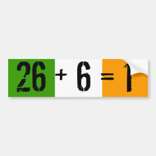 Tricolor, 26 + 6 = 1 bumper sticker