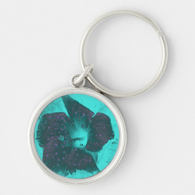 Tricolor Abstract Hibiscus Keychain (Front)