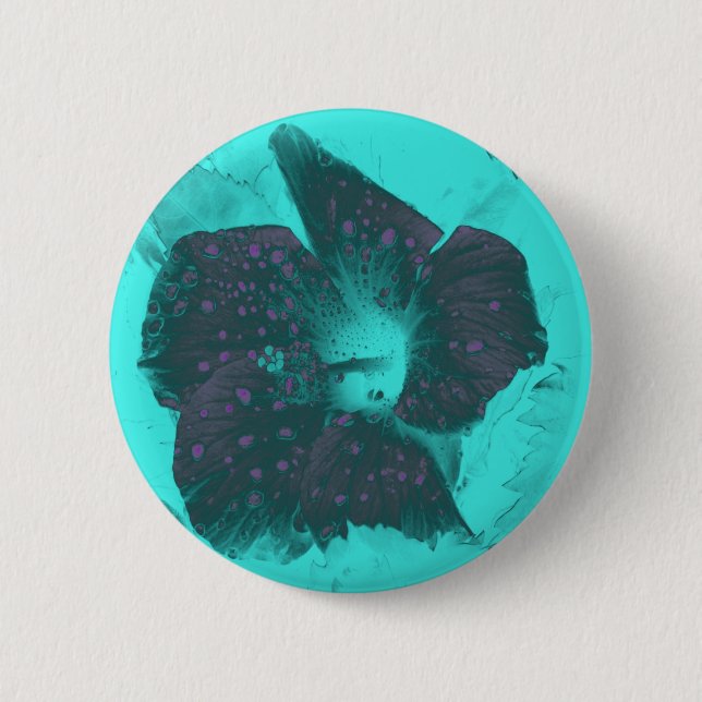 Tricolor Abstract Hibiscus Pinback Button (Front)