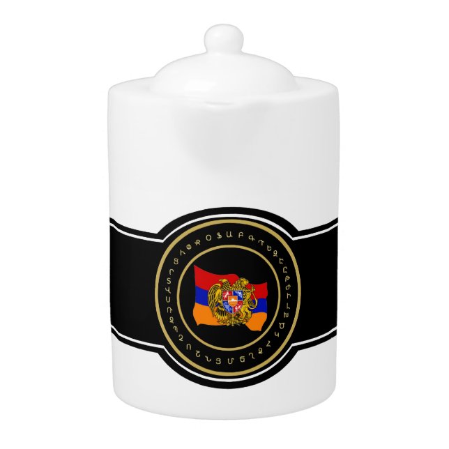 Tricolor and Alphabet Armenian Teapot (Front)