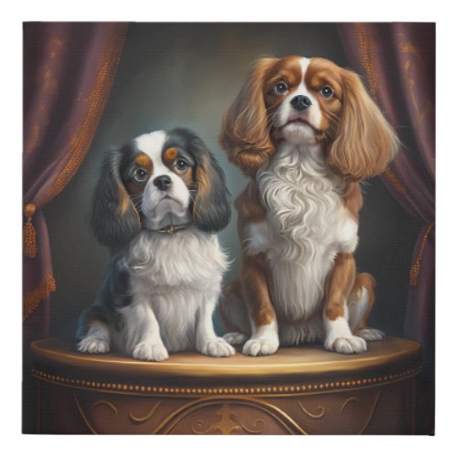 Tricolor and Blenheim Cavalier King Charles  Faux Canvas Print