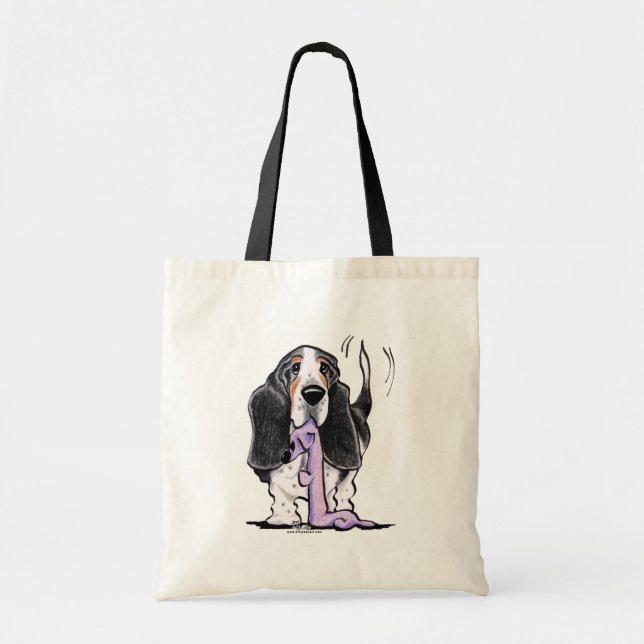 Tricolor Basset Hound Lets Play Tote Bag (Front)