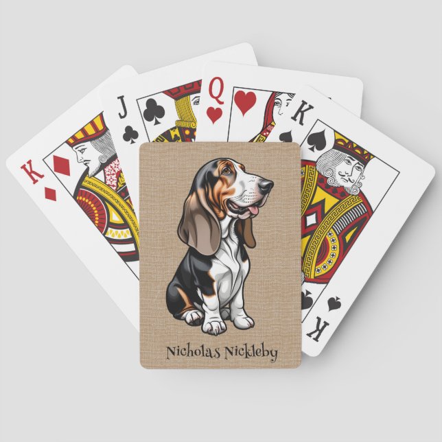Tricolor Basset Hound Poker Cards (Back)