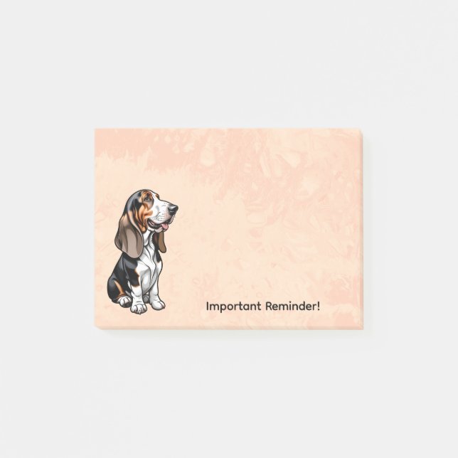 Tricolor Basset Hound Post-it Notes (Front)