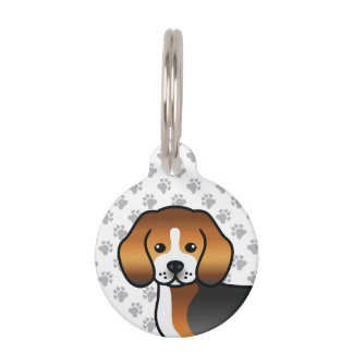 Tricolor Beagle Cartoon Dog &amp; Pet's Info Pet ID Tag