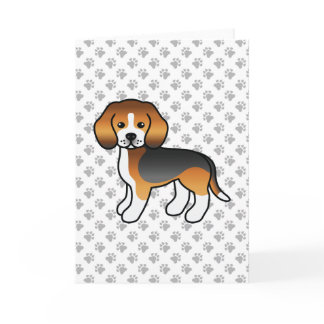 Tricolor Beagle Cute Cartoon Dog Card
