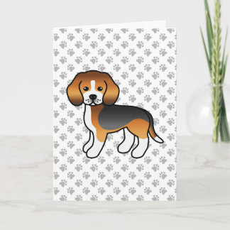 Tricolor Beagle Cute Cartoon Dog Card