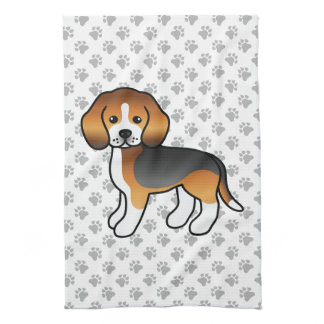 Tricolor Beagle Cute Cartoon Dog Kitchen Towel