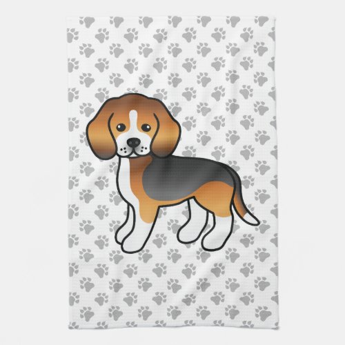 Tricolor Beagle Cute Cartoon Dog Kitchen Towel