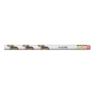 Tricolor Beagle Cute Cartoon Dog &amp; Name Pencil