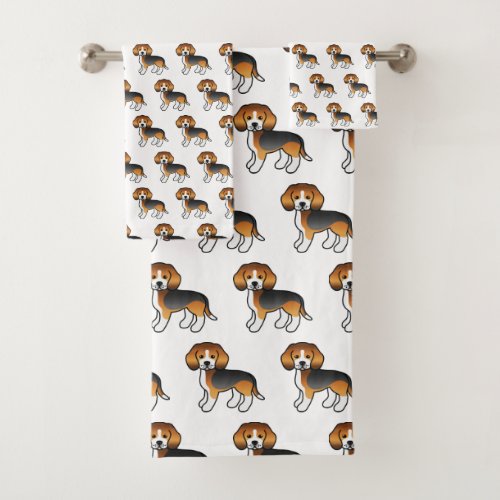 Tricolor Beagle Cute Cartoon Dog Pattern Bath Towel Set