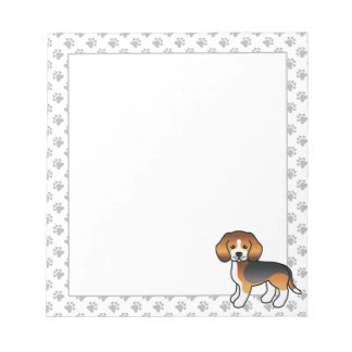 Tricolor Beagle Cute Cartoon Dog &amp; Paws Notepad