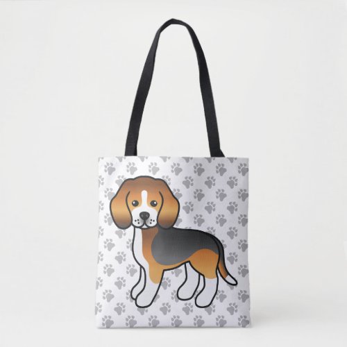Tricolor Beagle Cute Cartoon Dog  Paws Tote Bag