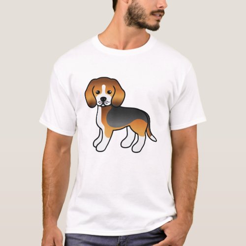 Tricolor Beagle Cute Cartoon Dog T_Shirt
