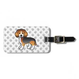 Tricolor Beagle Cute Cartoon Dog &amp; Text Luggage Tag