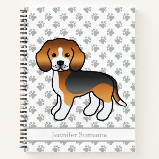 Tricolor Beagle Cute Cartoon Dog &amp; Text Notebook