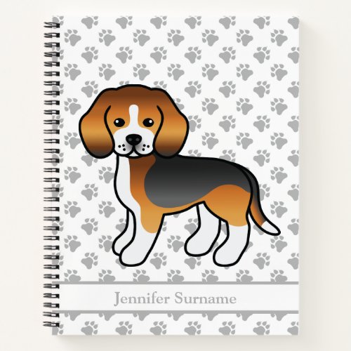 Tricolor Beagle Cute Cartoon Dog  Text Notebook