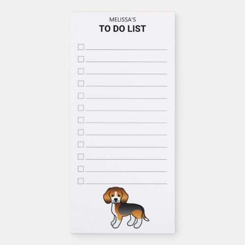 Tricolor Beagle Cute Cartoon Dog To Do List Magnetic Notepad