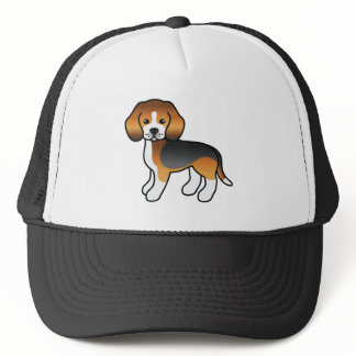 Tricolor Beagle Dog Cute Cartoon Illustration Trucker Hat