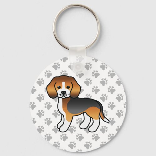 Tricolor Beagle Dog Cute Illustration  Paws Keychain