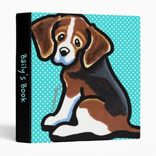 Tricolor Beagle Portrait Personalized Memory Album Binder