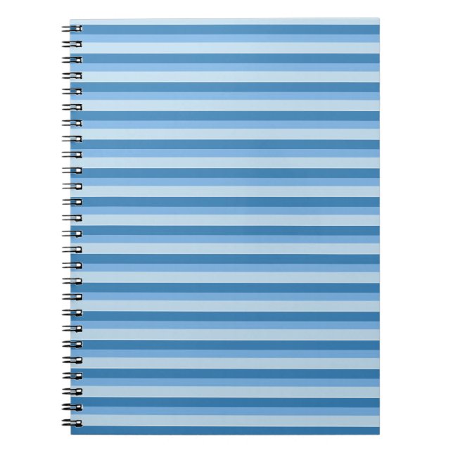 Tricolor Blue stripes Pattern Notebook (Front)