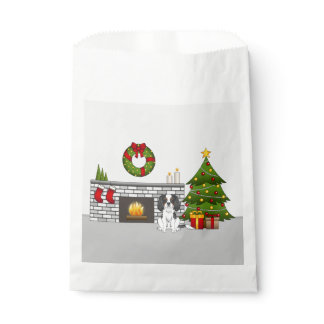 Tricolor Cavalier Dog In A Festive Christmas Room Favor Bag