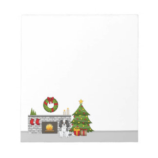 Tricolor Cavalier Dog In A Festive Christmas Room Notepad
