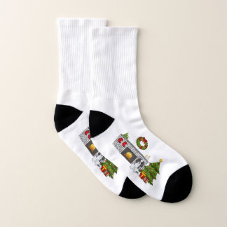 Tricolor Cavalier Dog In A Festive Christmas Room Socks