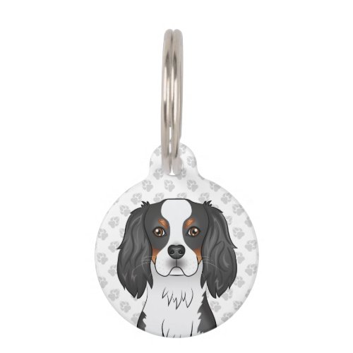 Tricolor Cavalier King Charles Spaniel Dog Head Pet ID Tag