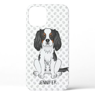 Tricolor Cavalier King Charles Spaniel Dog &amp; Name iPhone 12 Case