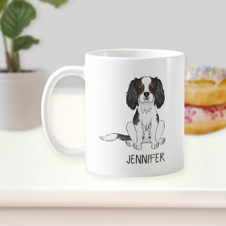 Tricolor Cavalier King Charles Spaniel Dog &amp; Name Coffee Mug