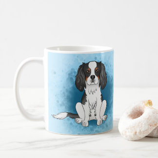 Tricolor Cavalier King Charles Spaniel Dog On Blue Coffee Mug