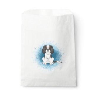 Tricolor Cavalier King Charles Spaniel Dog On Blue Favor Bag