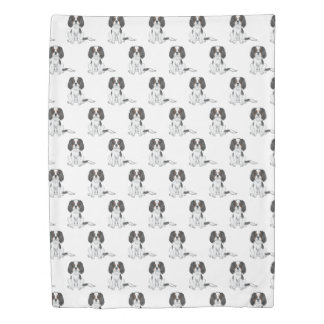 Tricolor Cavalier King Charles Spaniel Dog Pattern Duvet Cover