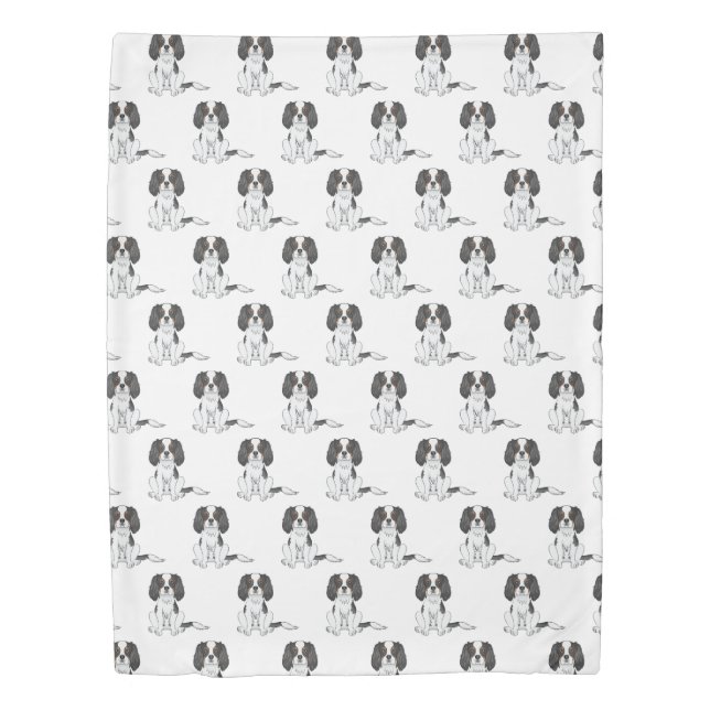 Tricolor Cavalier King Charles Spaniel Dog Pattern Duvet Cover (Front)