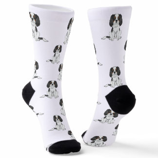 Tricolor Cavalier King Charles Spaniel Dog Pattern Socks
