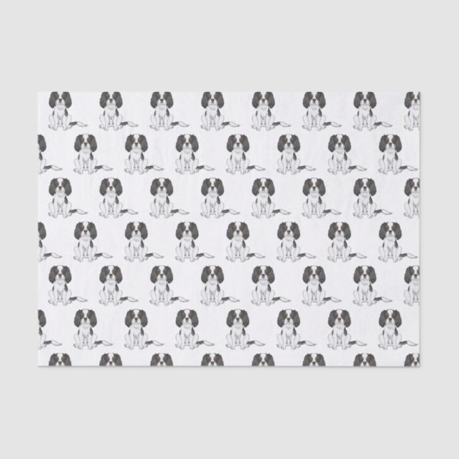 Tricolor Cavalier King Charles Spaniel Dog Pattern Tissue Paper (Front)