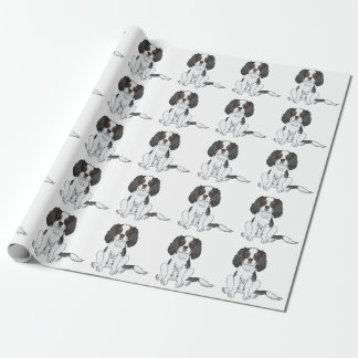 Tricolor Cavalier King Charles Spaniel Dog Pattern Wrapping Paper