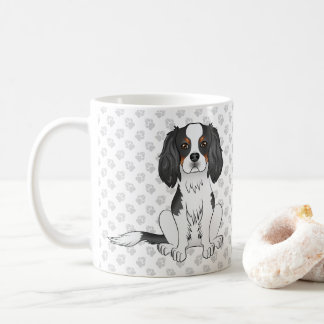 Tricolor Cavalier King Charles Spaniel Dog &amp; Paws Coffee Mug