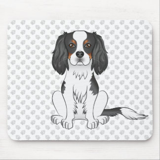 Tricolor Cavalier King Charles Spaniel Dog &amp; Paws Mouse Pad