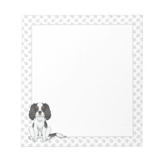 Tricolor Cavalier King Charles Spaniel Dog &amp; Paws Notepad