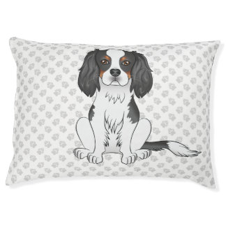 Tricolor Cavalier King Charles Spaniel Dog &amp; Paws Pet Bed