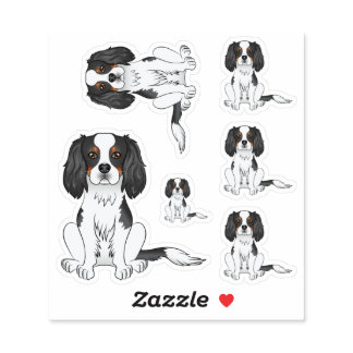 Tricolor Cavalier King Charles Spaniel Dog Sitting Sticker