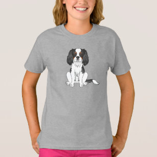 Tricolor Cavalier King Charles Spaniel Dog Sitting T-Shirt