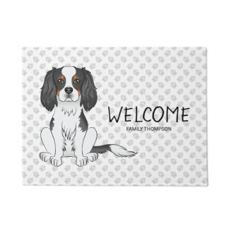 Tricolor Cavalier King Charles Spaniel Dog &amp; Text Doormat
