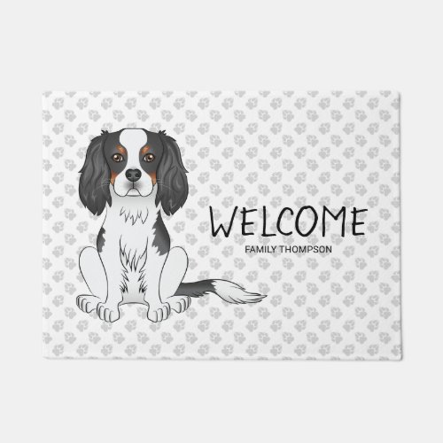 Tricolor Cavalier King Charles Spaniel Dog  Text Doormat